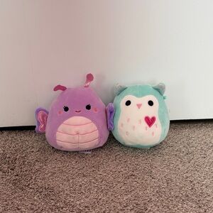 Mini Owl and Butterfly squishmallow Set - Purple and Mint